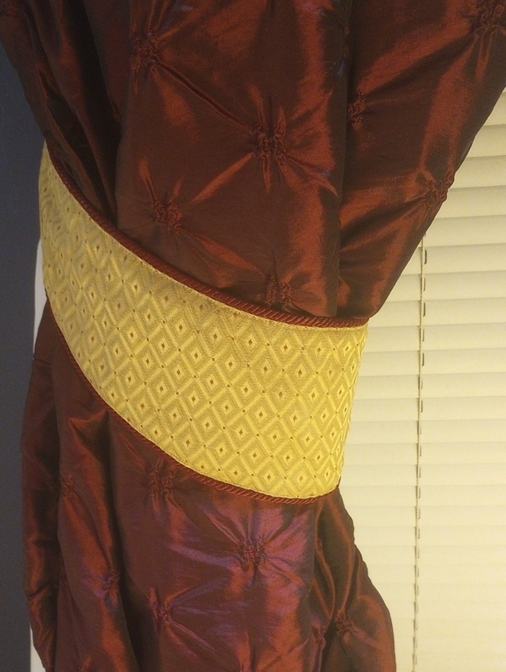 Rich Burgundy and Gold Drapery (This Listing Is For 1 Large Window Only) - Picture 4 of 16